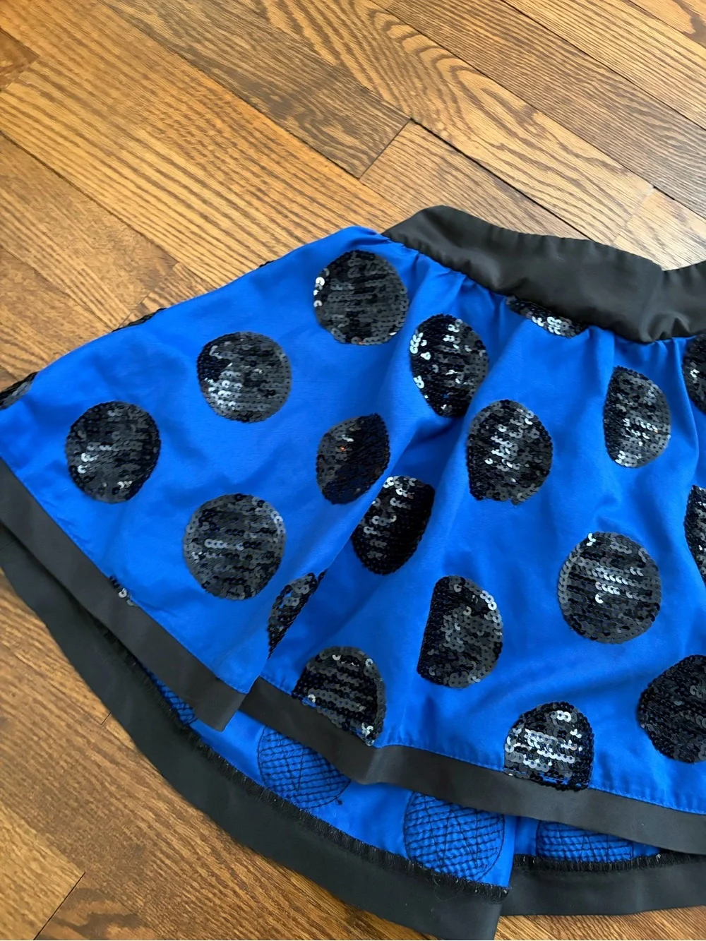 Justice Girl's Size 12 Blue Black Sequin Polka Dot Skirt